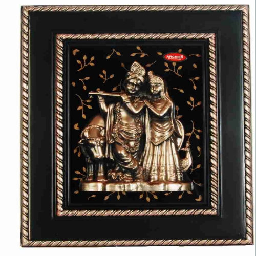 JaipurCrafts Lord Krishna &amp; Radha With Curtain Design Photo Frame Decorative Showpiece