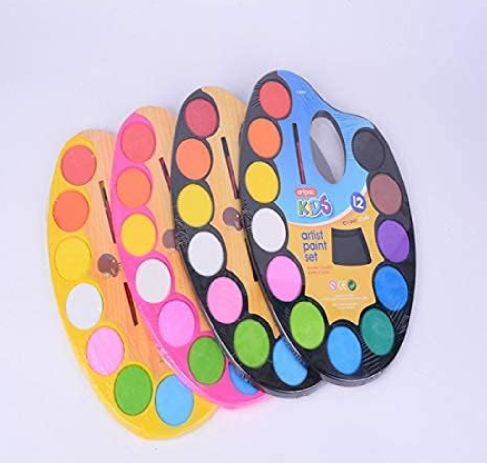 Birthday Popper Water Color + Artist Paint Brush (Set of 5) Birthday Return Gift for Kids of All Age Group at Bulk-Multicolour