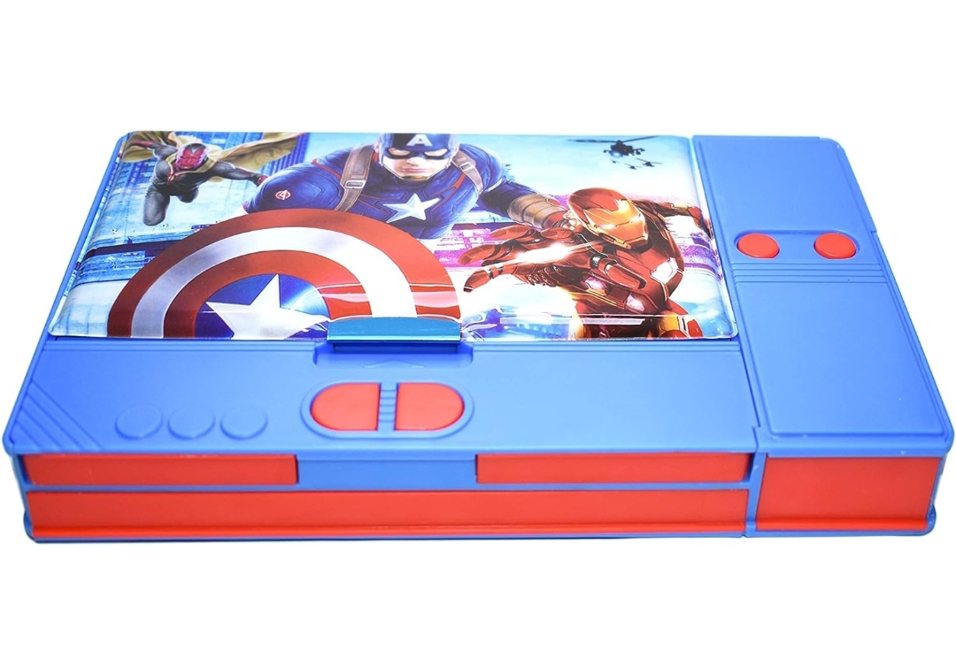 Samvardhan Multifunction Jumbo Pencil Box For Girls &amp; Boys Birthday Return Gifts (Captain America (Blue)), Kid