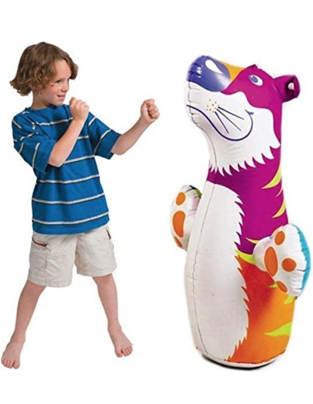 VWretails Inflatable PVC Hit Me 3D BOP Bags (Tiger: 38.5" x 17.5"(98cm x 44cm) Inflated)