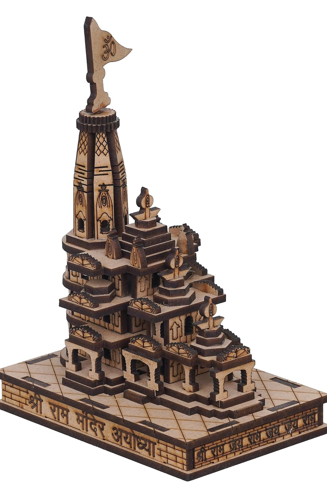 eCraftIndia Ram Mandir Ayodhya Model - Wooden MDF Craftsmanship Authentic Designer Temple with Protective Gift Box - Ideal for Home Temple, Decor, and Spiritual Gifting