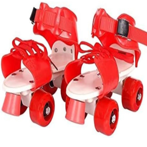Toy Arena Unisex_Youth Adjustable Quality Quad Roller Skates Inline Skates Suitable For Age Group 6 To 14 Years (Red