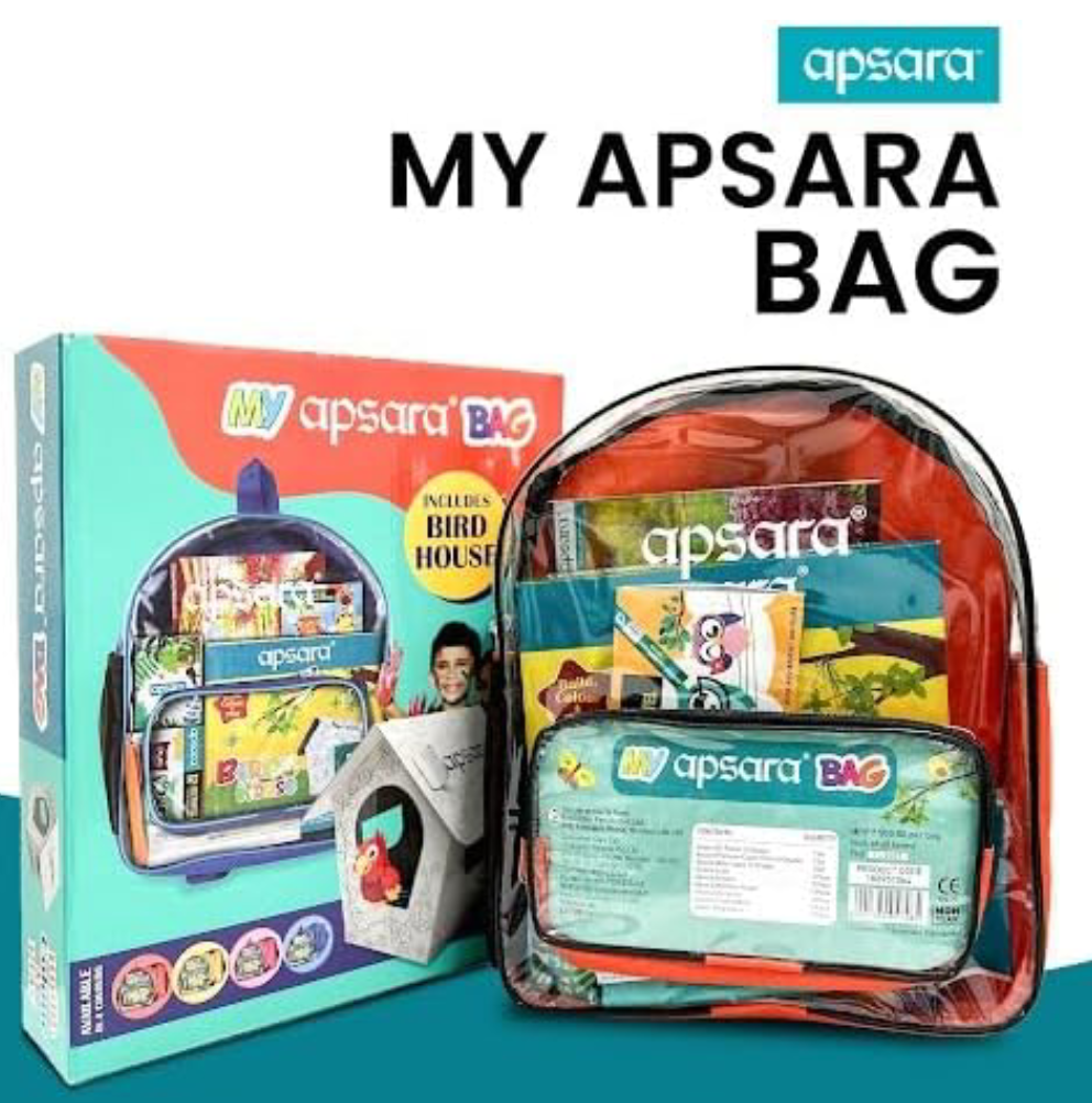 Apsara My Bag Kit, All-in-one Kit for Children, Premium 8 Color Pencils, 12 Oil Pastels, Mechano Eraser, Drawing Book, Creative Tree House Craft, Non-dust Erasers, 12 Wax Crayons, Perfect Gifting