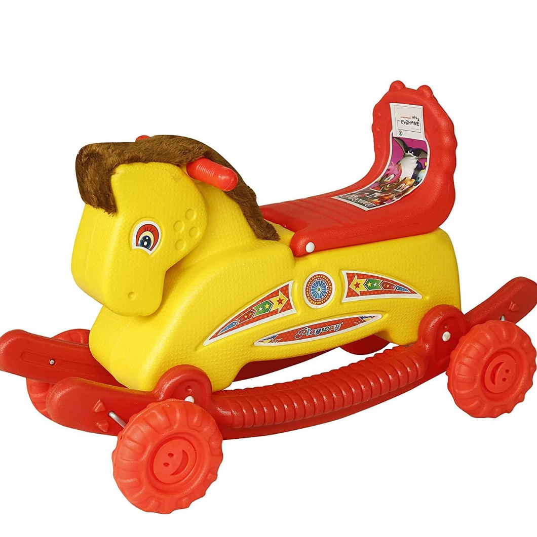 BearWIZ 2 in 1 Baby Mangolian Horse Rider | Rocker Toys for Kids 1-6 Years Birthday Gift for Kids/Boys/Girls (Push Ride On Horse for Kids