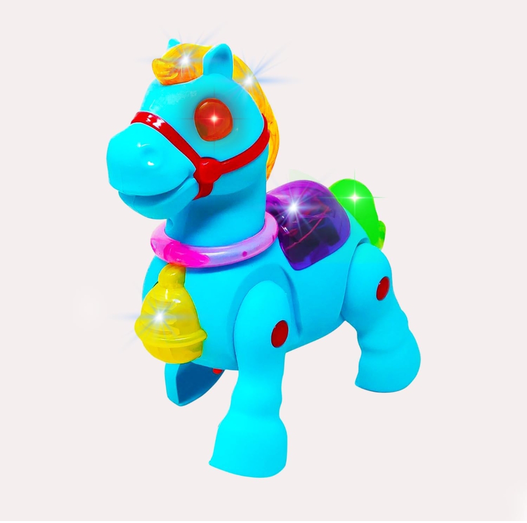 ToyPARTEET Walking Musical Pony Horse Toy with Lights and Realistic Horse Sound, Walking/Moving Horse Toys for Kids, Battery Operated Musical Horse Toys 1Pc (Assorted)
