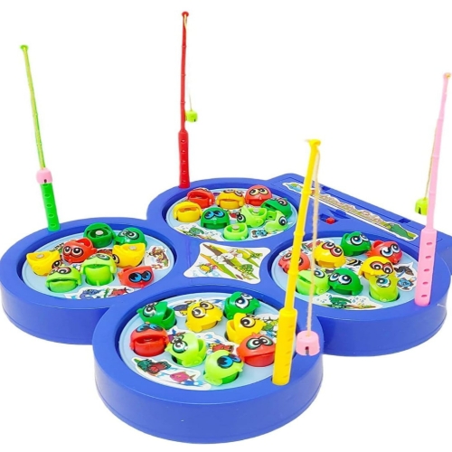 Fish Catching Game for Kids with 32 Fish and 4 Fishing Rods - Multicolor - Pack of 1