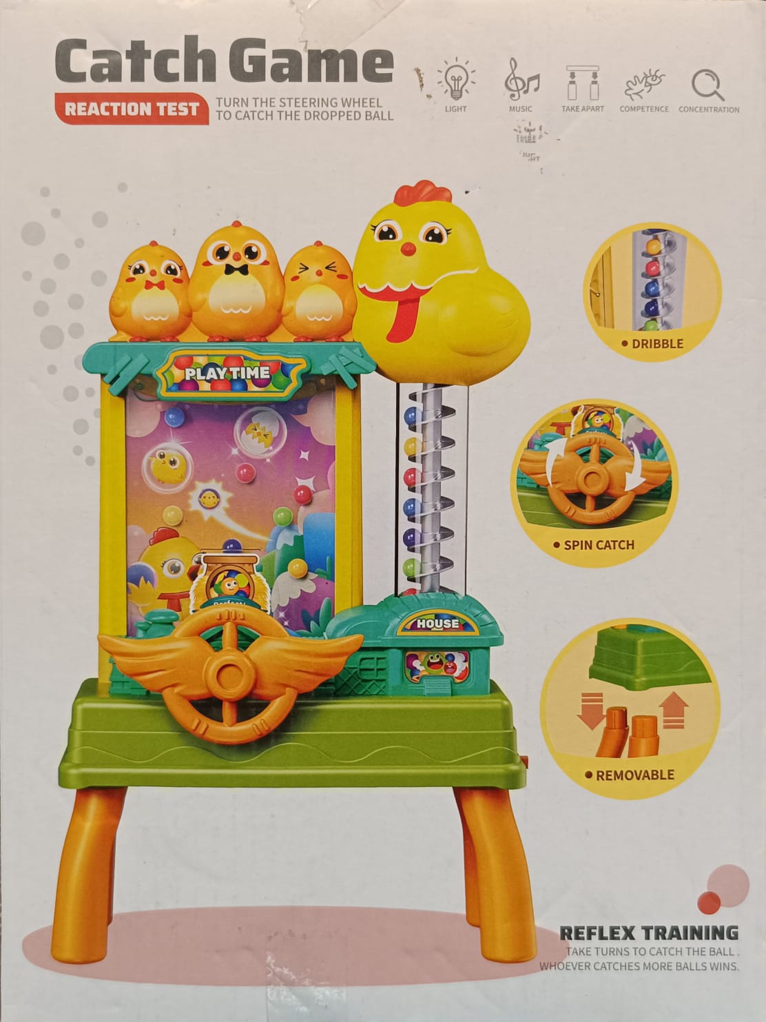 Beads Catching Game Toy, Interactive Cool Light Adjust Height Electric Ball Catcher Toy Detachable Table Legs Improve Motor Skill for Home Play (Type 1)