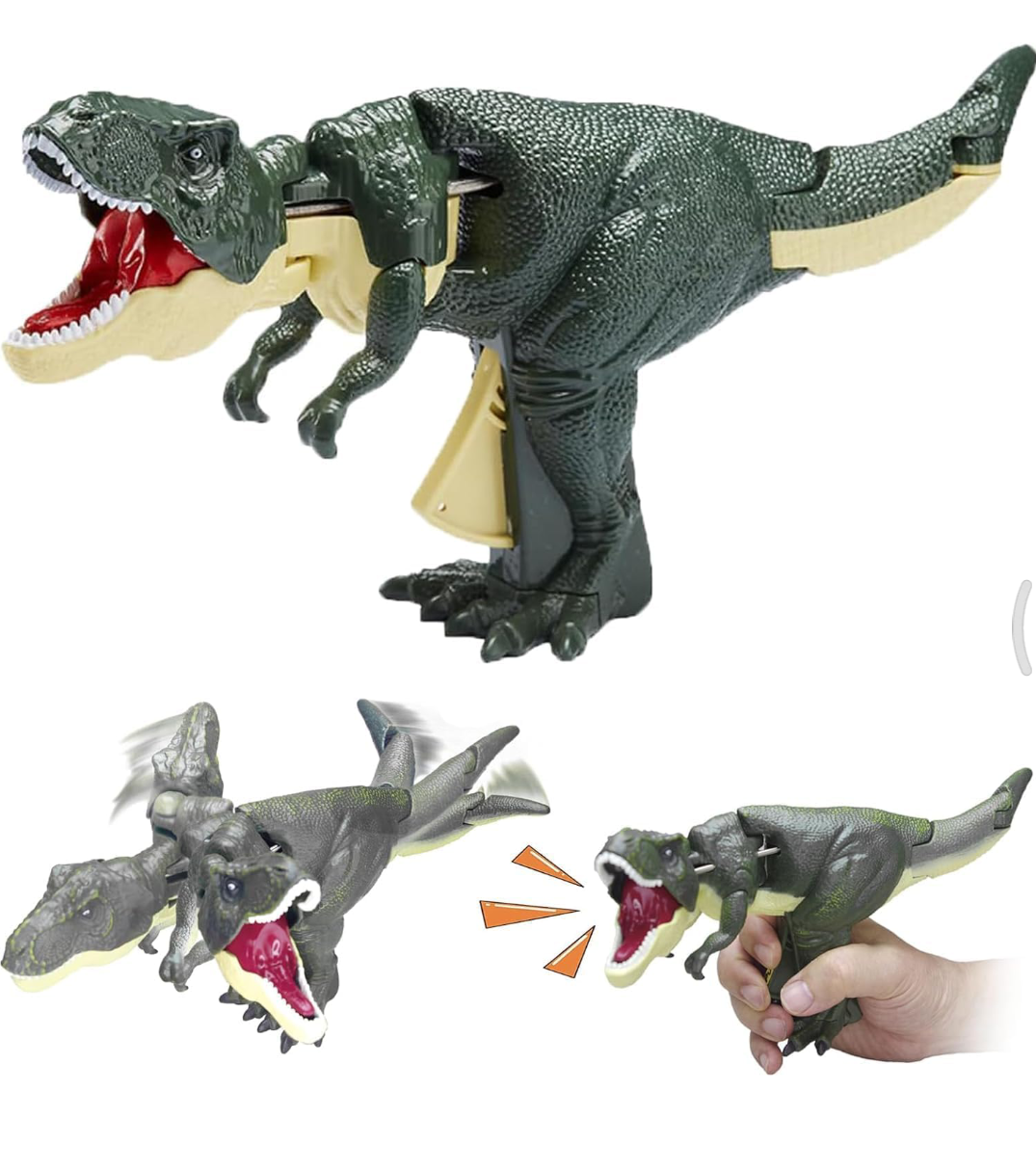 11 Inches Trigger T-Rex Dinosaur Toy- Innovative Telescoping &amp; Swinging Features Realistic Design - Engaging Sound Effects &amp; Lighting - Multicolor