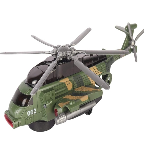 Apache Style Air Force Helicopter Toy for Kids - Bump and Go Action with Colourful 3D Lights, Swirls and Music Multicolor