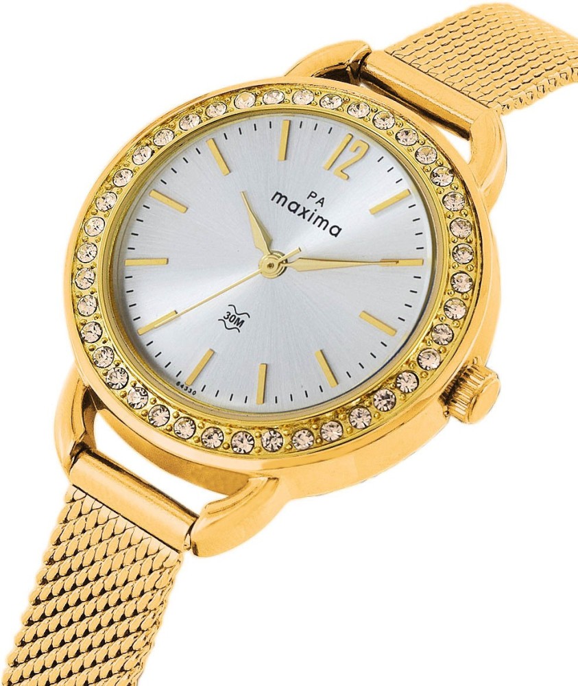 Chic Sophistication: Guess Round Dial Ladies Watch with Broad Strap"