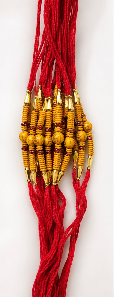Red &amp; Golden Rakhi | Traditional Red &amp; Golden Beaded Rakhi for Brother | Designer Raksha Bandhan Rakhi | Pack Of 12